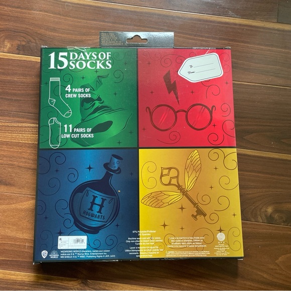 New Men Hogwarts 15 Days Of Socks Harry Potter Advent Calendar Crew/Low Cut 6-12 - Picture 2 of 3